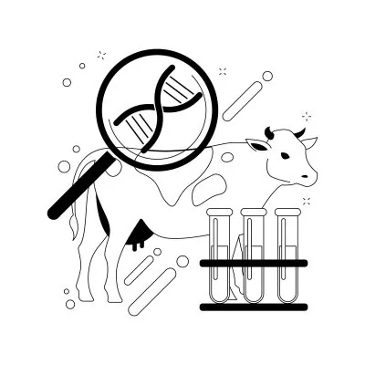 Genetically modified animals abstract concept vector illustration. Genetically modified food, animal gene experiment, dna engineering industry, disease resistant livestock abstract metaphor.